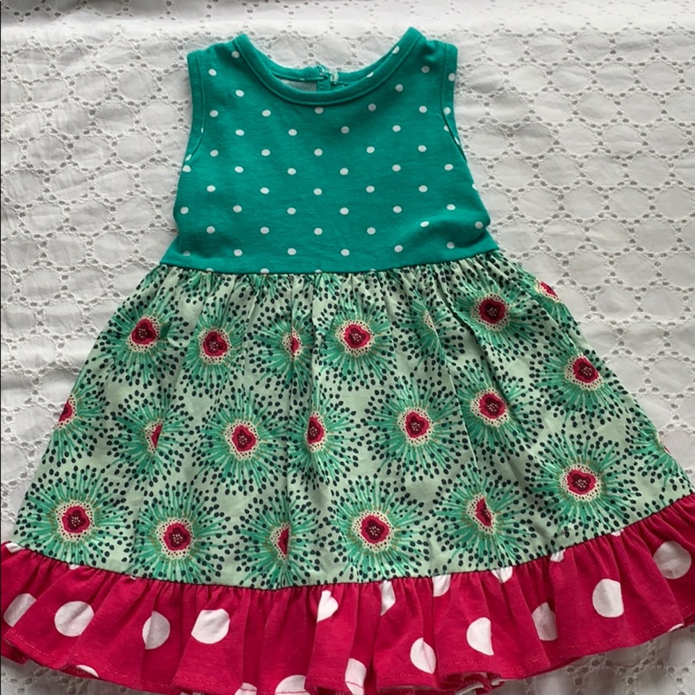 Ricrac and Ruffles dress, size 6-9 months